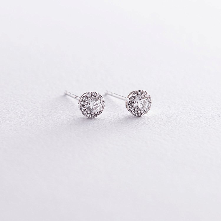 Золотые серьги-пусеты (бриллиант) E00350mi от ювелирного магазина Оникс