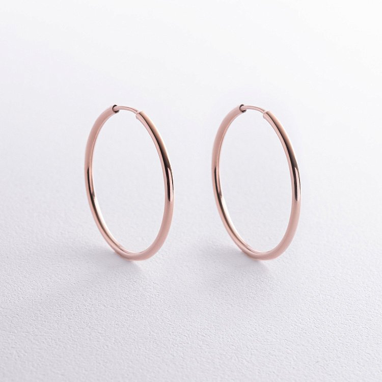 Сережки - кільця в червоному золоті (3.2 см) с04038 від ювелірного магазину Онікс