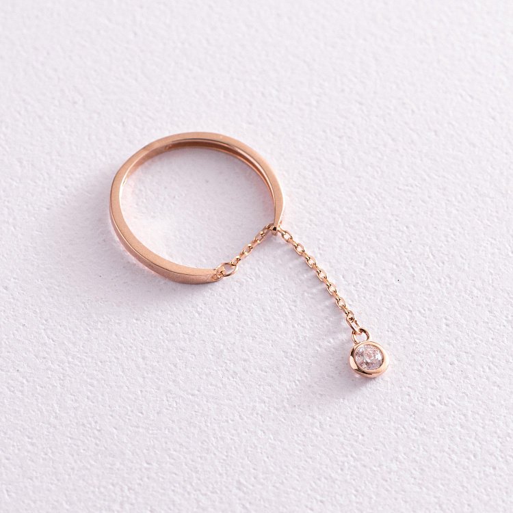 Золота каблучка з підвіскою (фіаніт) к06996 від ювелірного магазину Онікс - 2