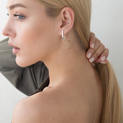 Срібні сережки з культ. прісн. перлами 12975 №3