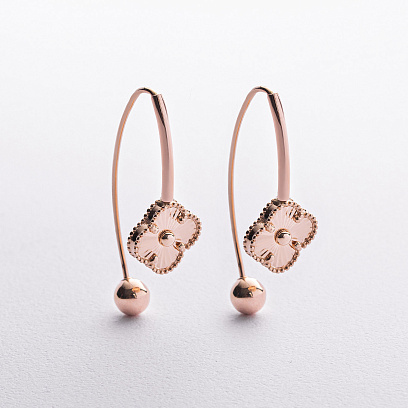 Серьги "Клевер" в красном золоте mini с09700