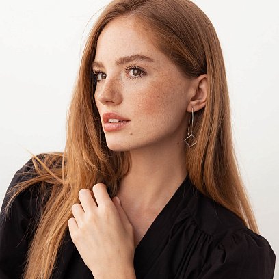 Срібні сережки - петельки "Геометрія" 4994 №2