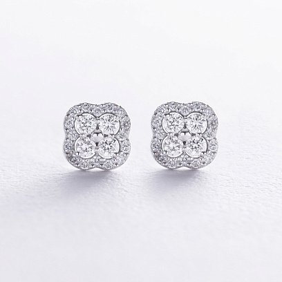 Золоті сережки - пусети "Конюшина" (діаманти) 333811121