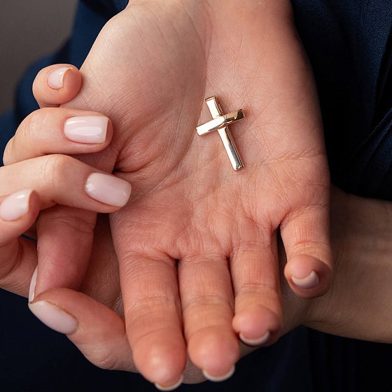 Крестик в красном золоте п03450 №3