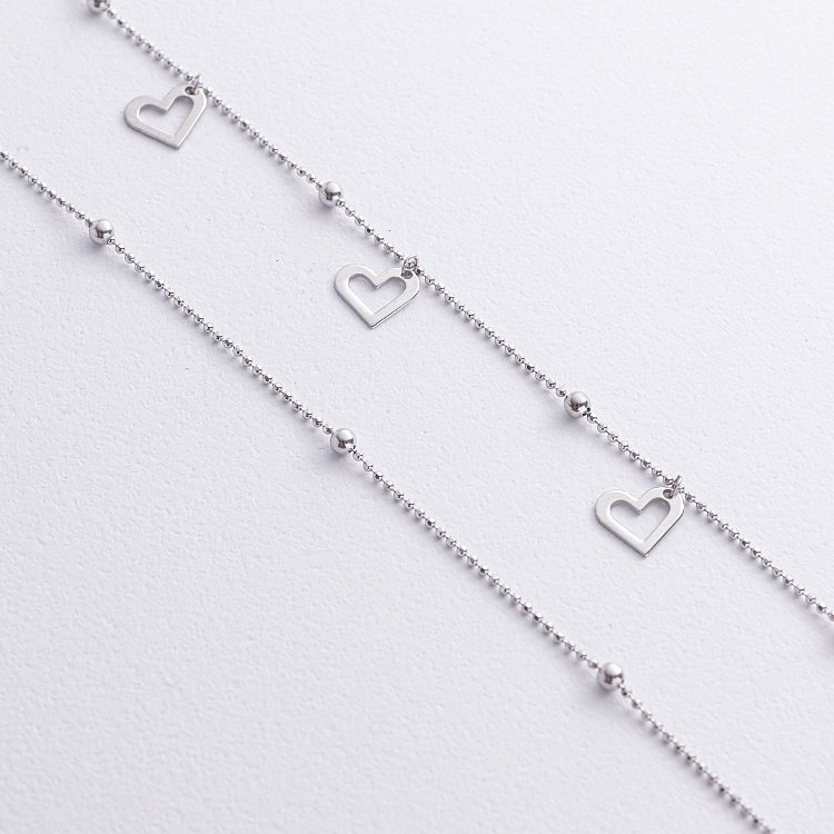 Срібний браслет "Сердечки та кульки" на ногу 905-01602 від ювелірного магазину Онікс - 1