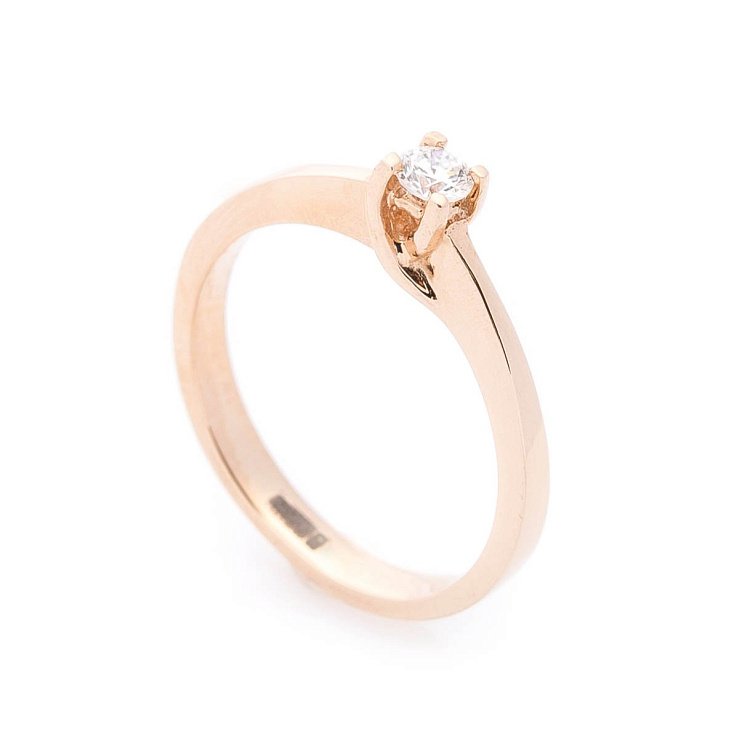 Золотое помолвочное кольцо с фианитом к05457 от ювелирного магазина Оникс