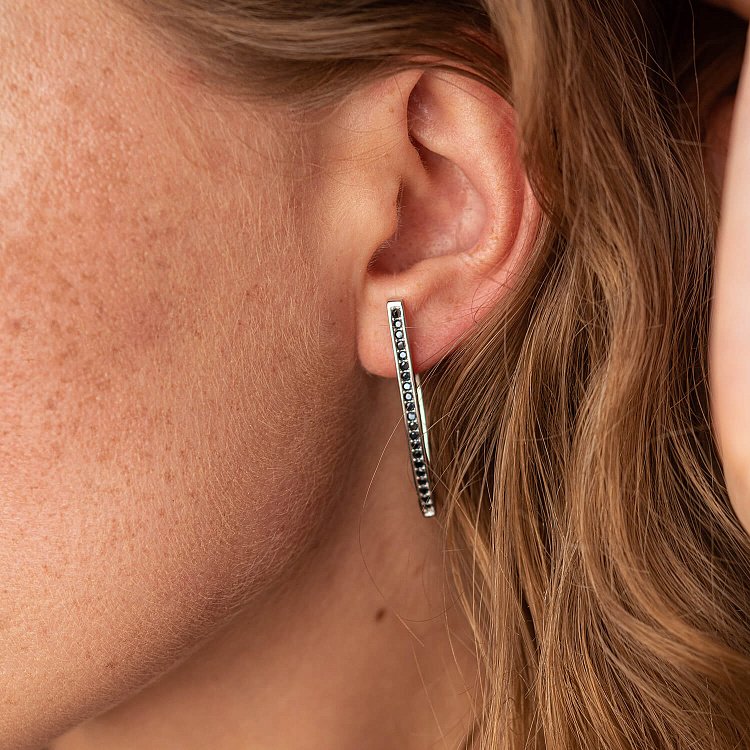 Срібні сережки "Ініціатива" (чорні фіаніти) 123247 від ювелірного магазину Онікс - 5