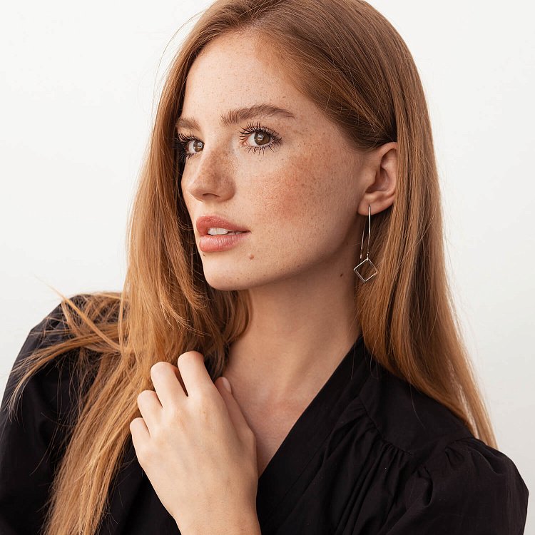 Срібні сережки - петельки "Геометрія" 4994 від ювелірного магазину Онікс - 1