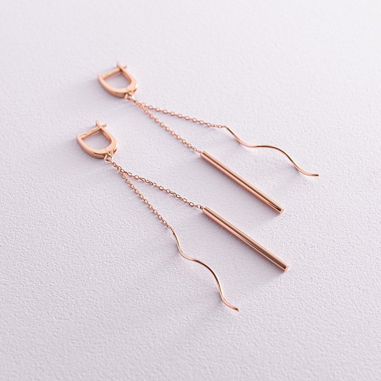 Висячие серьги в красном золоте с08036 от ювелирного магазина Оникс