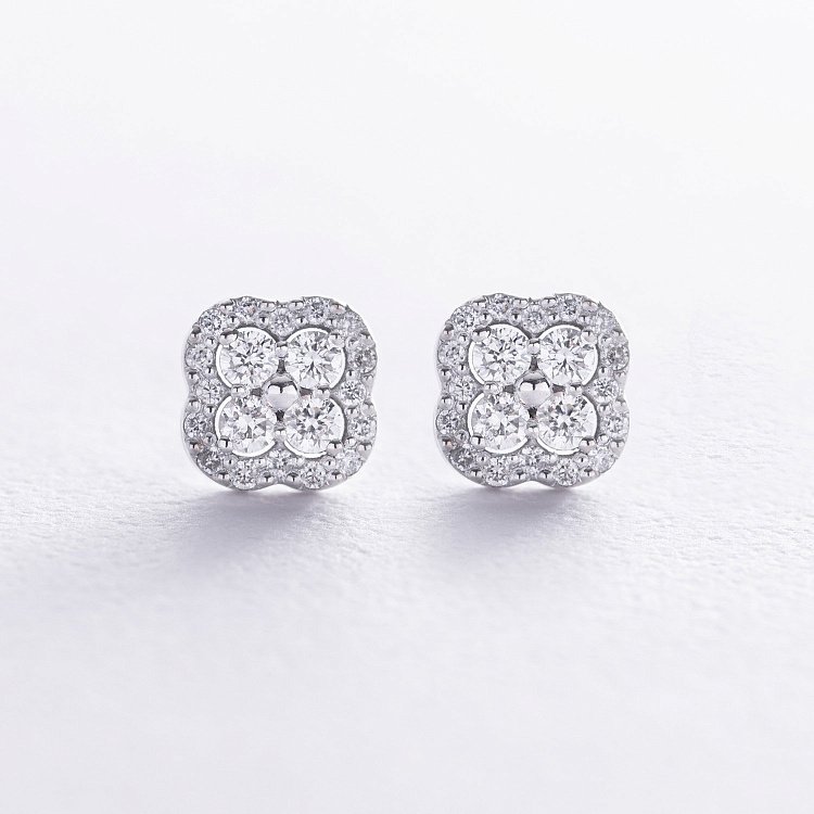 Золоті сережки - пусети "Конюшина" (діаманти) 333811121 від ювелірного магазину Онікс