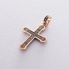 Золотий православний хрест "Розп'яття. Спаси і Збережи" з чорнінням п02823 от ювелирного магазина Оникс - 3