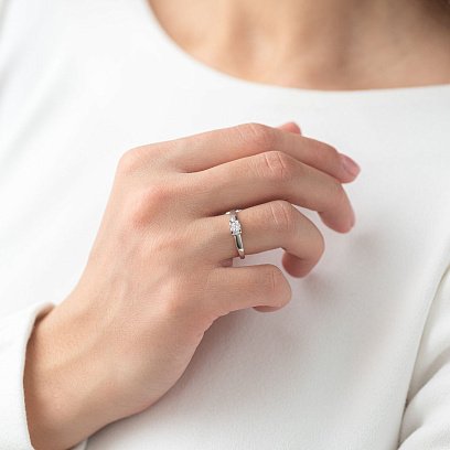 Золотое помолвочное кольцо с фианитом к06172 №4