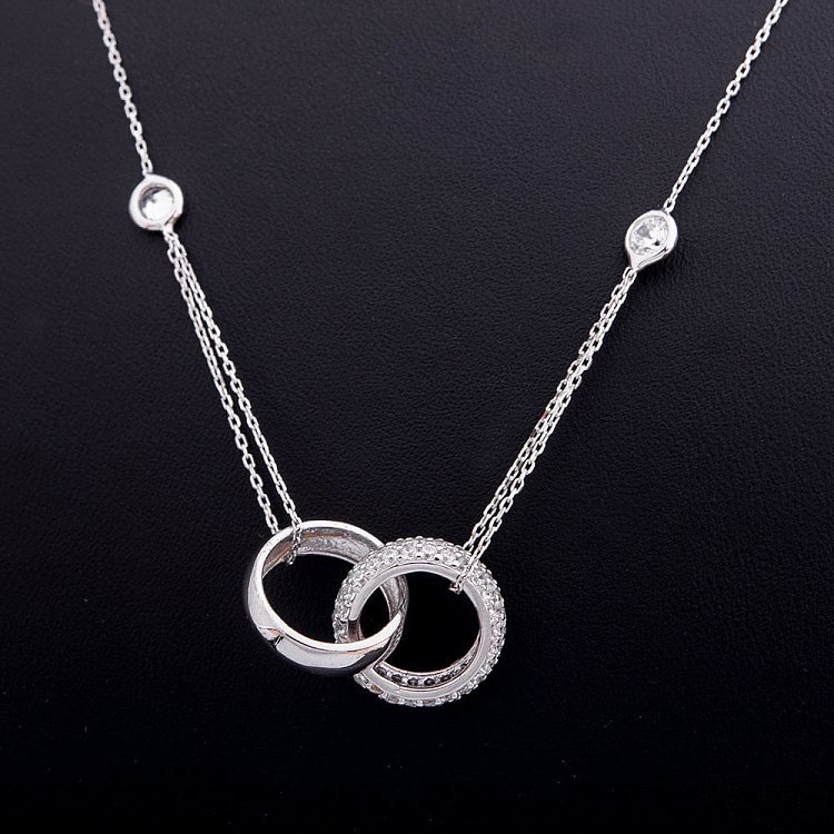 Золоте кольє "Дві обручки" з фіанітами кол00730 від ювелірного магазину Онікс - 2