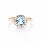 Золотое кольцо с голубым топазом и фианитами к02124т от ювелирного магазина Оникс - 2