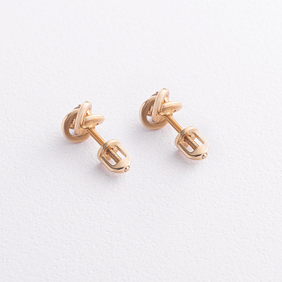 Серьги - пусеты с бриллиантами (желтое золото) сб0371 №3