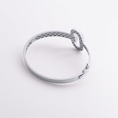 Жесткий браслет "Alice" в белом золоте (фианиты) б05748 №3