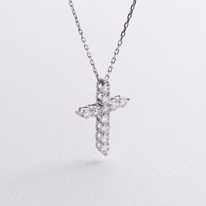Колье "Крестик" в серебре с фианитами 1305