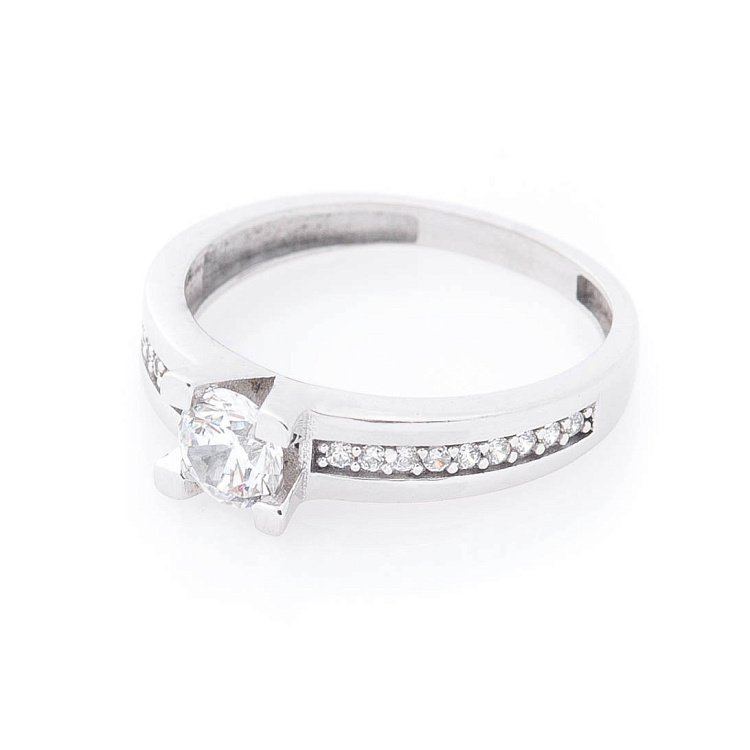 Золотое помолвочное кольцо с фианитами к04609 от ювелирного магазина Оникс - 1