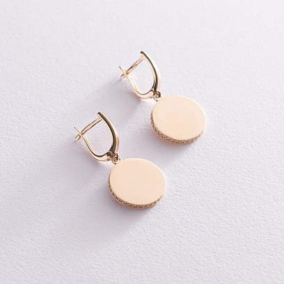 Серьги "Давина" в желтом золоте (фианиты) с07558