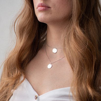 Подвійне срібне кольє "Монети" (можливе гравіювання) 181010 №5