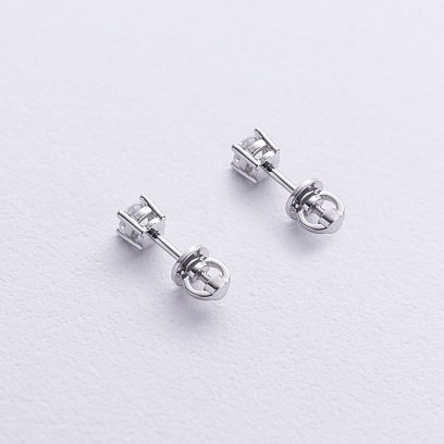 Серьги - пусеты с бриллиантами (белое золото) 331401121 №3
