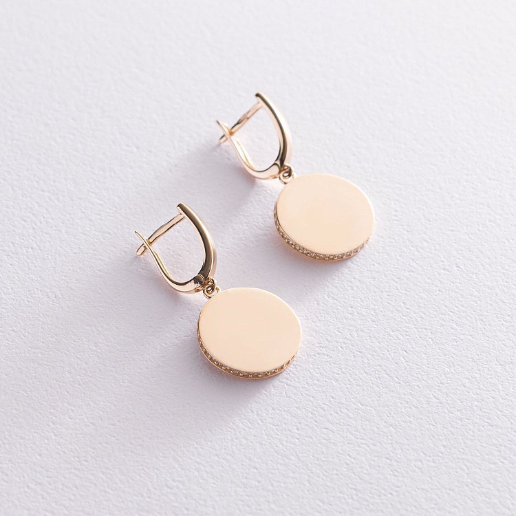 Серьги "Давина" в желтом золоте (фианиты) с07558 от ювелирного магазина Оникс