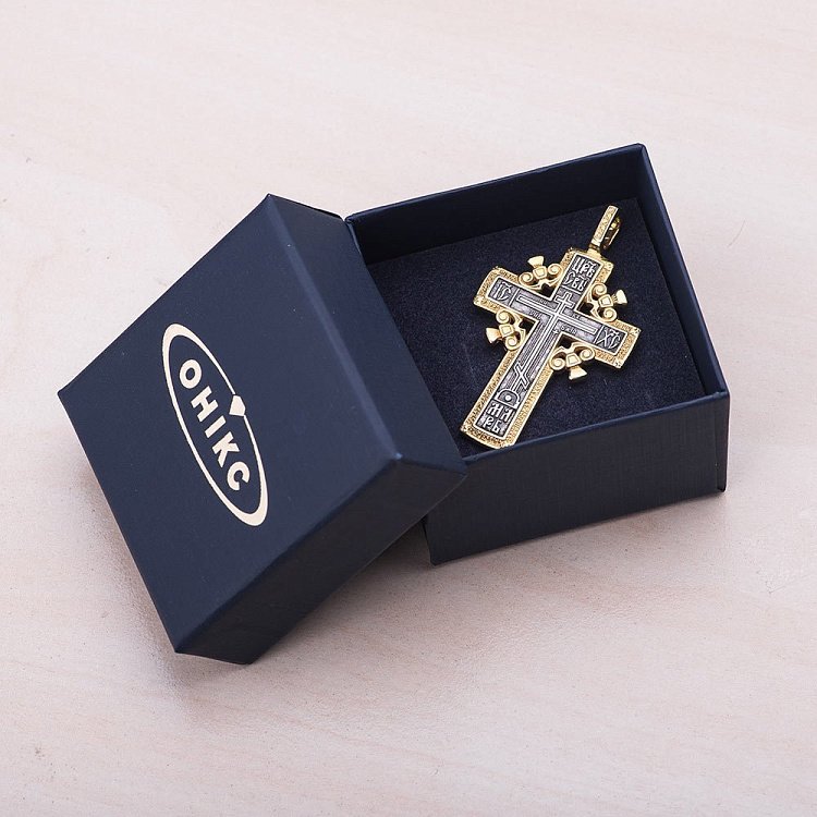 Серебряный крест с позолотой "Голгофский крест" 131627 от ювелирного магазина Оникс - 9