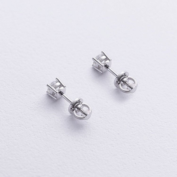 Серьги - пусеты с бриллиантами (белое золото) 331401121 от ювелирного магазина Оникс - 2