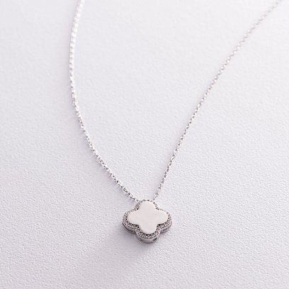 Золоте кольє "Конюшина" з фіанітами кол01781