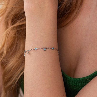 Серебряный браслет с голубыми фианитами 141638 №4