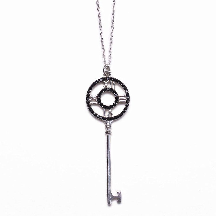 Срібне кольє "Ключик" з чорними фіанітами 18474 від ювелірного магазину Онікс - 4