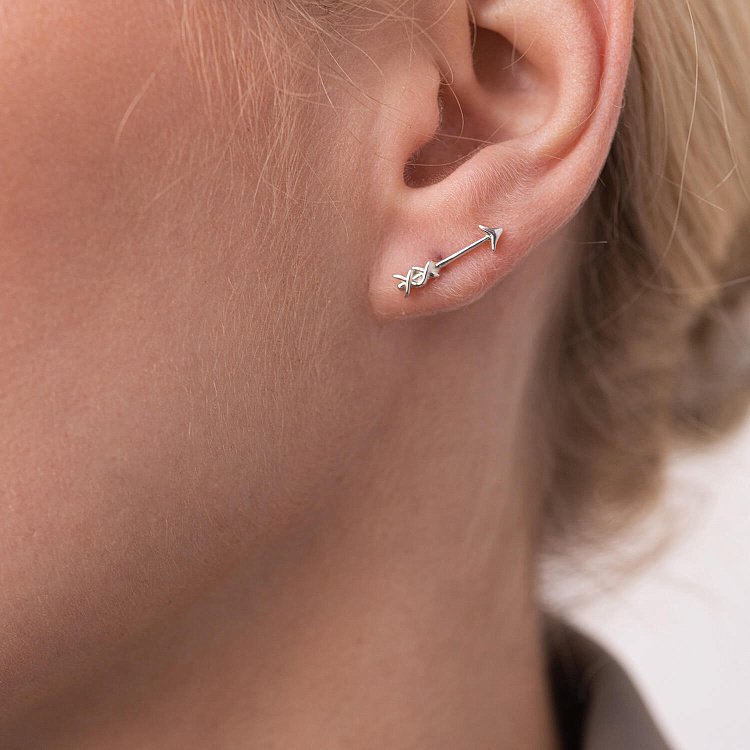 Серьги - пусеты "Love" в серебре 123063 от ювелирного магазина Оникс - 4