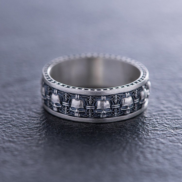 Мужское серебряное кольцо с черепами 1164 от ювелирного магазина Оникс - 6
