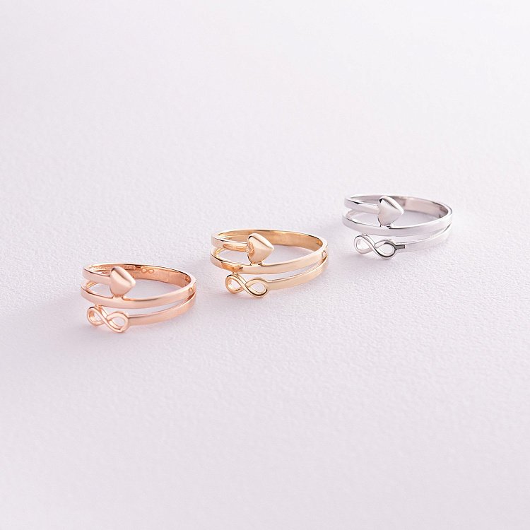 Кольцо "Сердечко и бесконечность" в желтом золоте к07104 от ювелирного магазина Оникс - 7