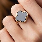 Золотое кольцо "Клевер" с ониксом к07151 от ювелирного магазина Оникс - 1