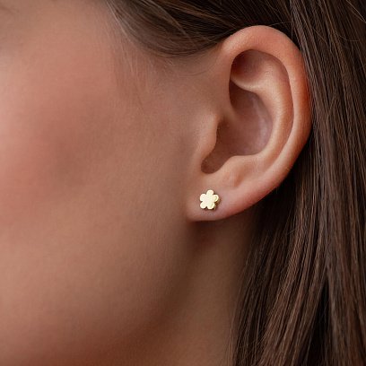 Золотые серьги - пусеты "Цветочки" с09240 №2