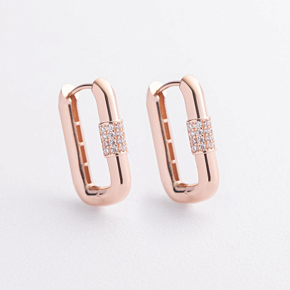Серьги "Isabel" с фианитами (красное золото) с09525