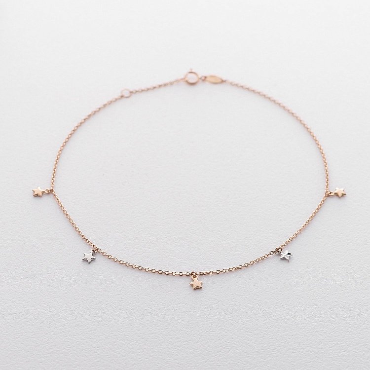 Золотий браслет на ногу "Зірки" б03684 від ювелірного магазину Онікс