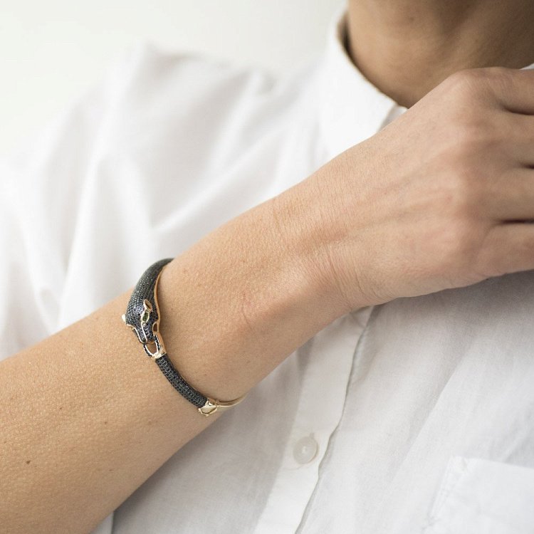 Золотой браслет "Пантера" с фианитами б03929 от ювелирного магазина Оникс - 3