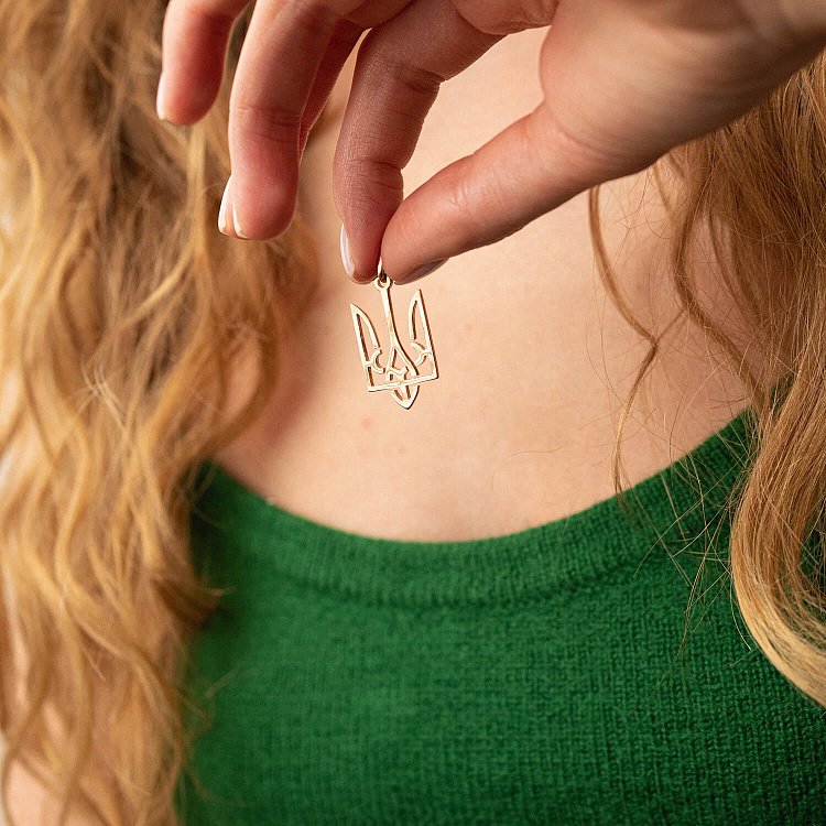 Золотая подвеска Герб Украины "Тризуб" п01790 от ювелирного магазина Оникс - 2