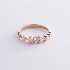 Золотое кольцо "Сердечки" с фианитами к06385 от ювелирного магазина Оникс