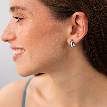 Сережки-пусети "Megan" в білому золоті с09506 №6