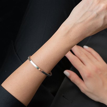 Жесткий серебряный браслет "Координаты" 141479k №2