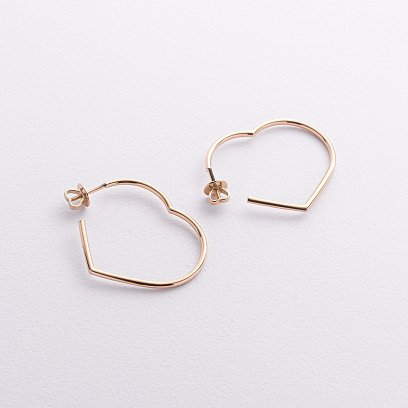Золотые серьги - пусеты "Сердечки" с09351 №2