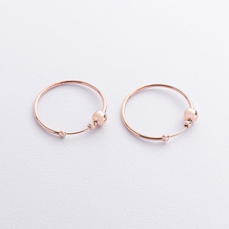 Серьги - кольца Гармония в красном золоте с09219 от ювелирного магазина Оникс - 2