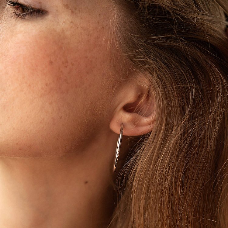 Серьги - кольца в белом золоте (3.1 см) с08531 от ювелирного магазина Оникс - 6