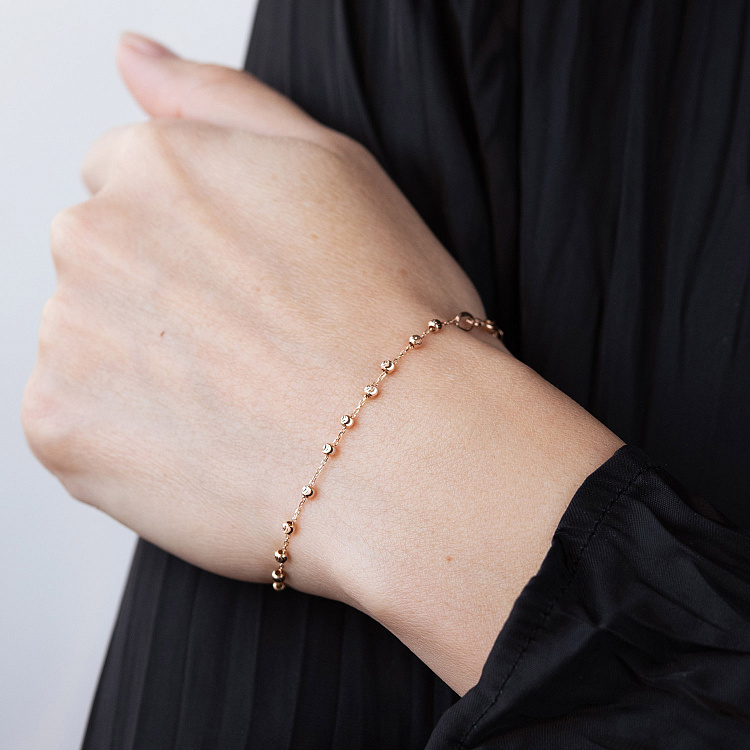 Браслет "Шарики" в красном золоте б05726 от ювелирного магазина Оникс - 1