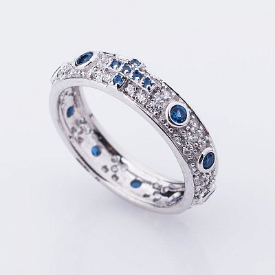 Серебряное кольцо с синими фианитами 111927