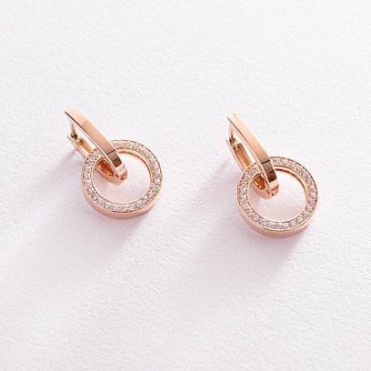 Серьги с кольцами в красном золоте (фианиты) с06460 №4