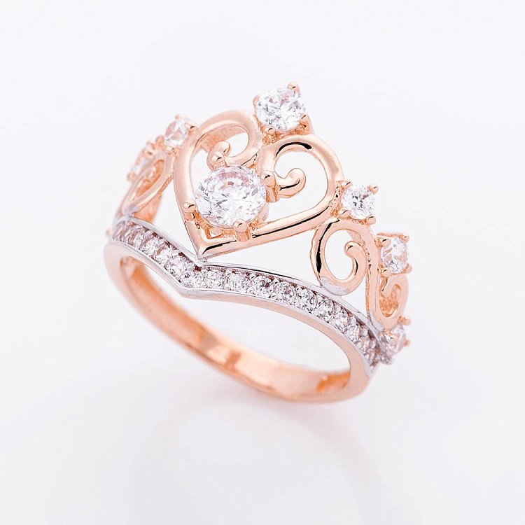 Ексклюзивна каблучка "Корона з фіанітами" к04987 від ювелірного магазину Онікс